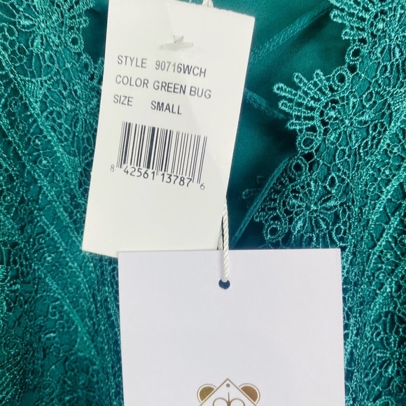 Nordstrom WAYF GREEN BUG Maxi Lace Boho Prom Formal Dress Size Small NWT. - Picture 9 of 11